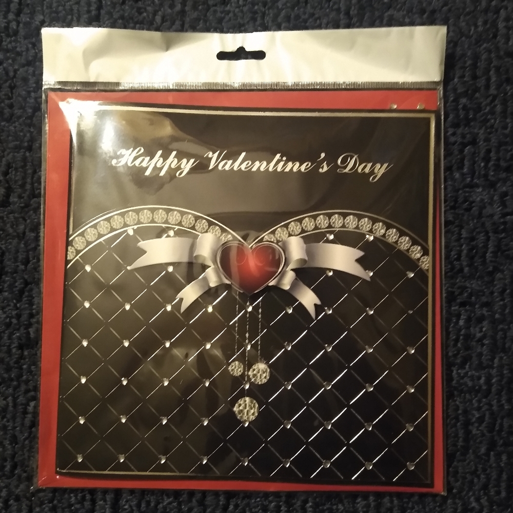 3D Valentine Card  by Large and Loving Cards 8"x8" Black and Silver New